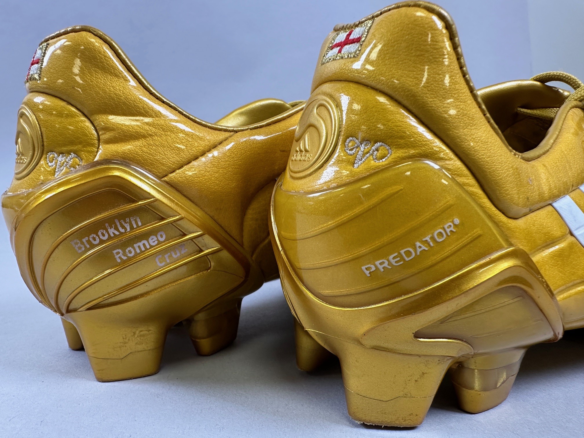 David Beckham pair of gold Adidas 2008 Predator football boots - Image 2 of 6