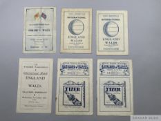Five England v. Wales International match programmes for matches not played at Wembley, 1940s