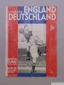 Rare Germany v. England International match programme, 10th May 1930