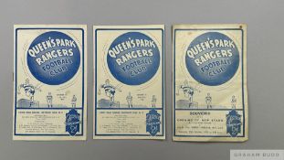Three Queen's Park Rangers home match programmes 1938-39