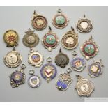 Seven various silver or silver and enamel sporting medals, 1901 to 1960s