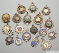 Seven various silver or silver and enamel sporting medals, 1901 to 1960s