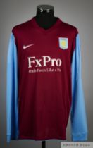 Emile Heskey claret and blue No.18 Aston Villa long-sleeved shirt, 2010-11