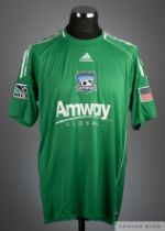 Jon Busch green No.18 San Jose Earthquakes match issued goalkeepers short-sleeved shirt, 2010-11