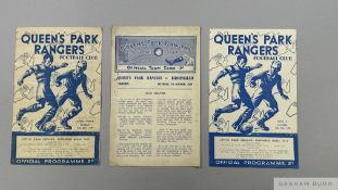 Three Queen's Park Rangers home match programmes 1939-40