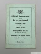 Scotland v. England International match programme, 1st April 1933