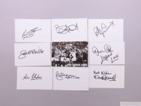 Lisbon Lion 1967 eight autographs on white card