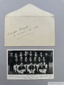 An autographed Australian 1938 team line-up postcard