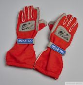 Pair of Mika Salo race used autographed Sparco gloves