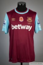 Andy Carroll claret and blue No.9 West Ham United v. Everton short-sleeved shirt