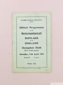 Scotland v. England International match programme, 13th April 1929