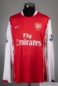 Nicklas Bendtner red No.26 Arsenal match worn long-sleeved shirt, 2006-07, Nike, XL