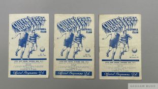 Three Queen's Park Rangers home match programmes 1937