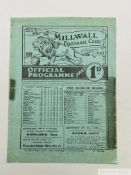 Millwall v. Queen's Park Rangers match programme, 28th December 1935