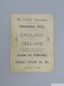 England v. Ireland International Itinerary, 1914