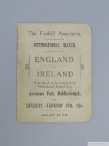 England v. Ireland International Itinerary, 1914