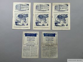 Five England v. Scotland International match programmes for matches at Maine Road, 1940s