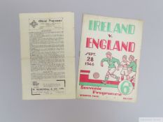 Ireland v. England International match programme, 28th September 1946