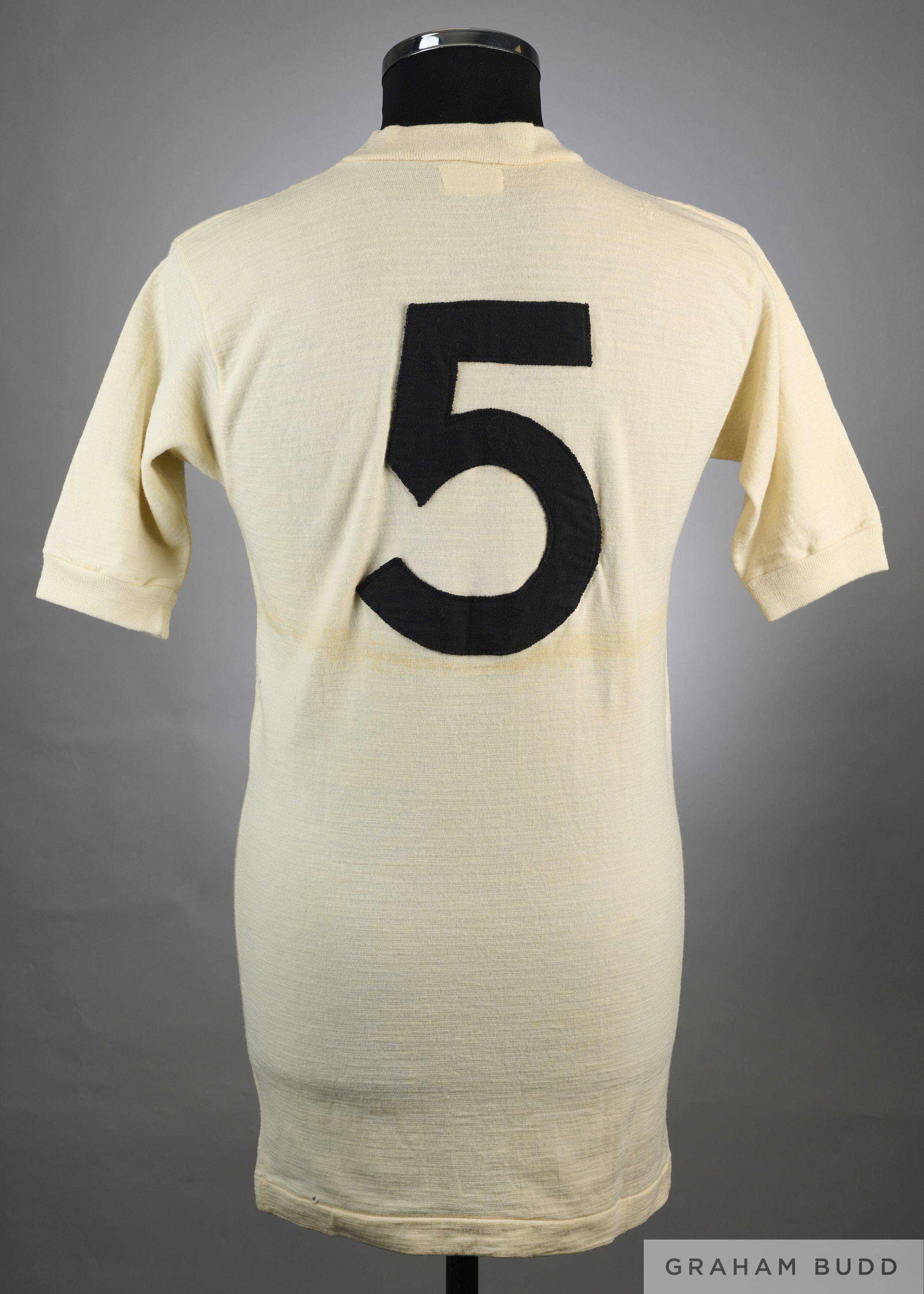 Billy Wright white No.5 England International short-sleeved, 1955 - Image 2 of 2