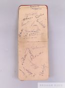 An album of cricket team autographs from 1937-38