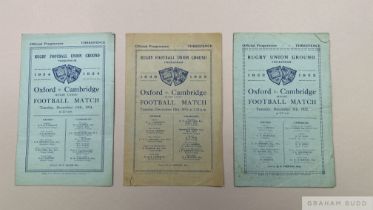 Four Oxford v. Cambridge Rugby Football match programmes, 1930s