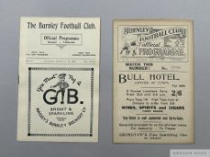 Two Burnley home match programmes 1925 and 1936