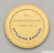 .585 gold medal awarded to Ottorino Barassi on the occasion of the 1938 Mitropa Cup, the obverse