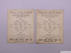 Two team sheets from the Meeting of the Schoolboy Champions at Ardwick