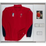 Martin Johnson red 2003 World Cup Final worn tracksuit top, 2003