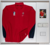Martin Johnson red 2003 World Cup Final worn tracksuit top, 2003