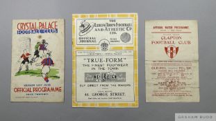 Luton Town v. Crystal Palace match programme, 12th September 1936