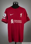 Darwin Nunez red No.27 Liverpool match issued short-sleeved shirt