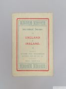 Rare England v. Ireland International match programme, 25th February 1905