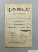 England v.. Holland International match programme, 27th November 1946