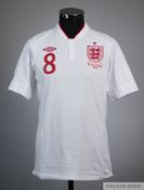 Scott Parker white number 8 England issued short sleeved shirt