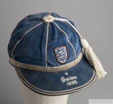 Jeff Hall blue England v. Sweden International cap, 1956