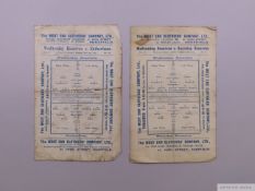 Two Sheffield Wednesday reserve programmes from 1904
