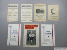 Seven England v. Switzerland International match programmes, 1940s