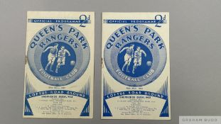 Two Queen's Park Rangers home match programmes 1937