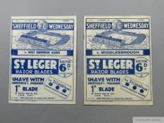 Two Sheffield Wednesday Town home match programmes 1936 and 1937