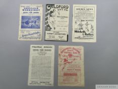 Five Queen's Park Rangers away match programmes 1940s