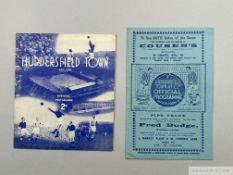 Two Huddersfield Town home match programmes 1929 and 1939