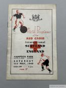 Scotland v. England International match programme, 11th May 1940