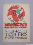 Rare Italy v England, International match programme, 11th May 1933