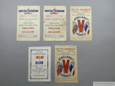 Five England International match programmes 1940s