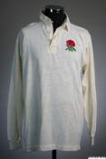 Wade Dooley white No.4 England International rugby shirt, late 1980s