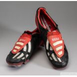 Jonny Wilkinson pair of black, red and white Adidas worn boots, 2002