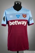 Declan Rice claret and blue No.41 West Ham United match issued short-sleeved shirt