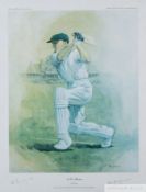 A group of five framed and glazed cricket prints,