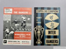 Inter Milan v. Rangers European Cup match programme, 17th February 1965